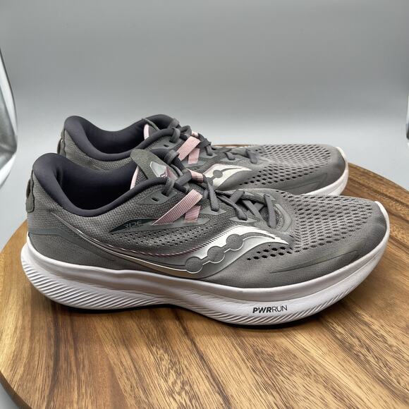 Saucony Ride 15 Shoes Womens 12 Gray Road Running Comfort Walking Gym Sneakers - Picture 1 of 8